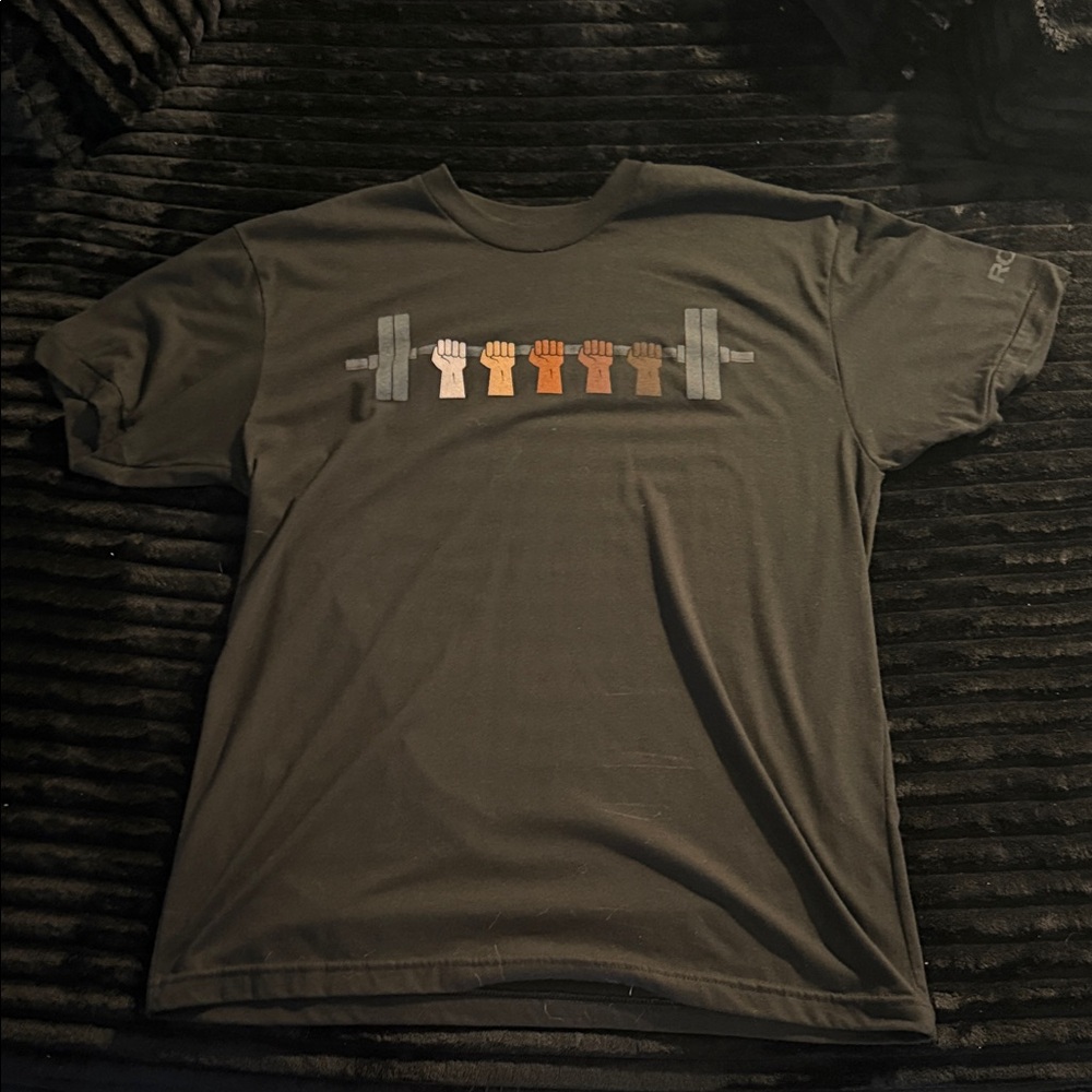 Rogue Black Short-Sleeve Tee with Multitone Fist Barbell Graphic
